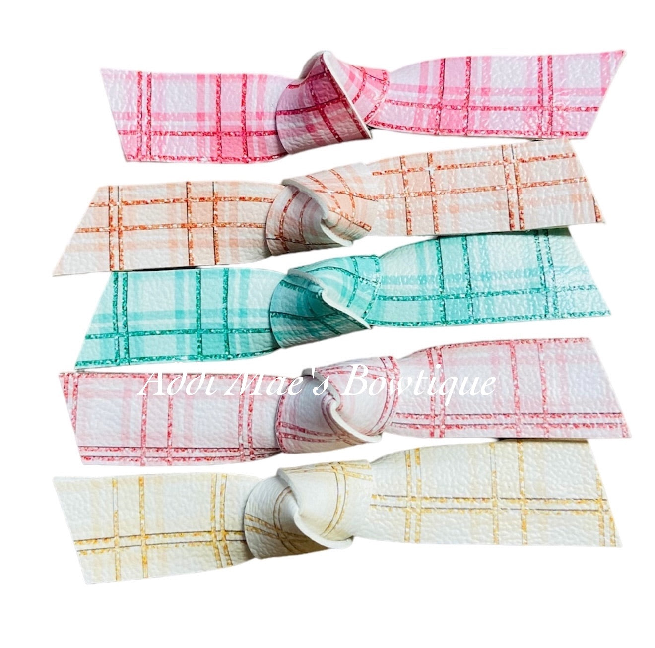 Easter Spring Plaid Knotted Alligator Clip Set