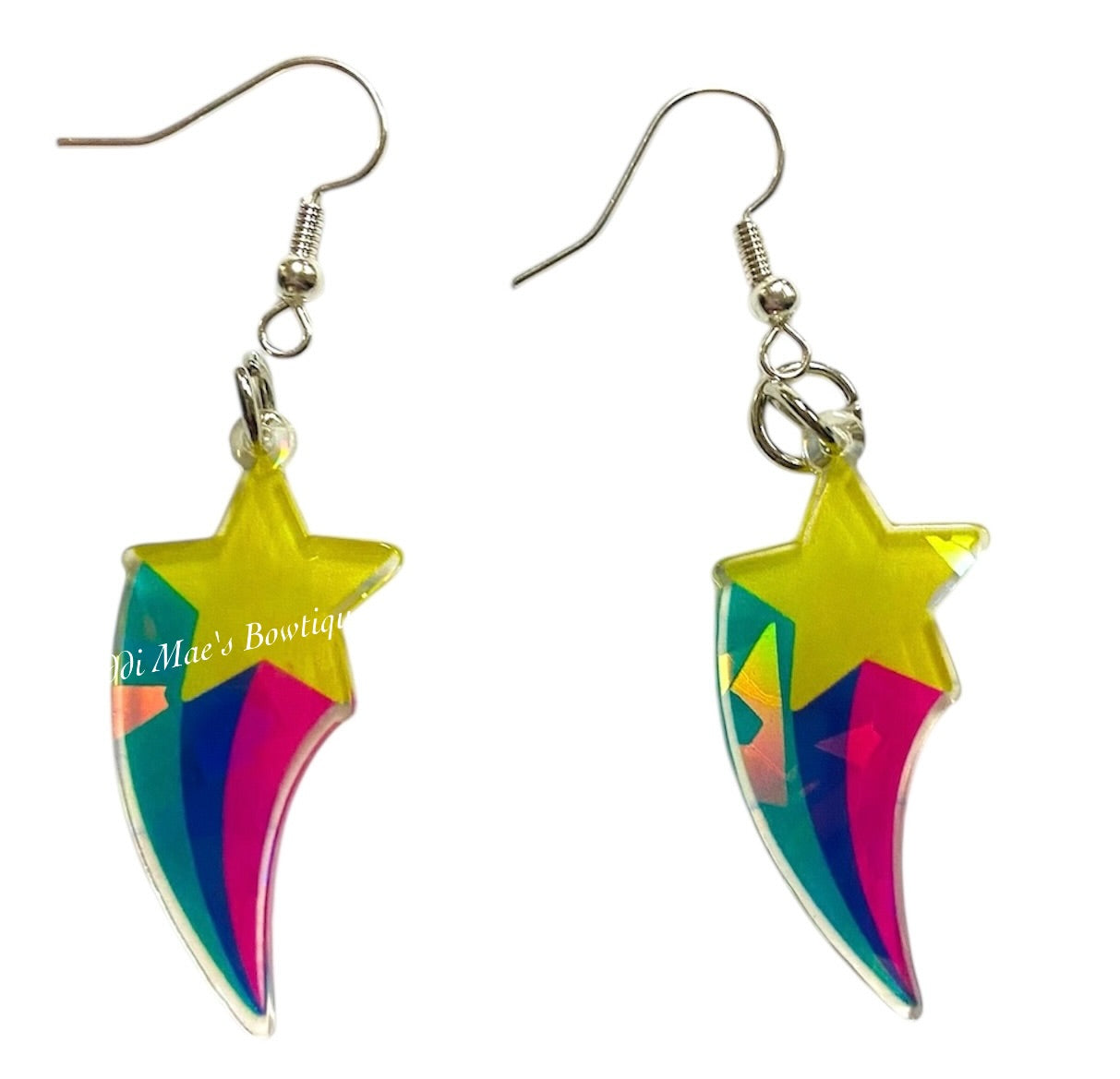 Rainbow Shooting Star Dangle Earrings