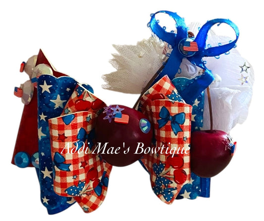 Red White Blue Cherries Bow