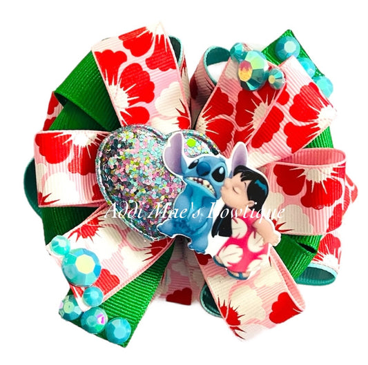 Blue Alien Hawaiian Ribbon Bow