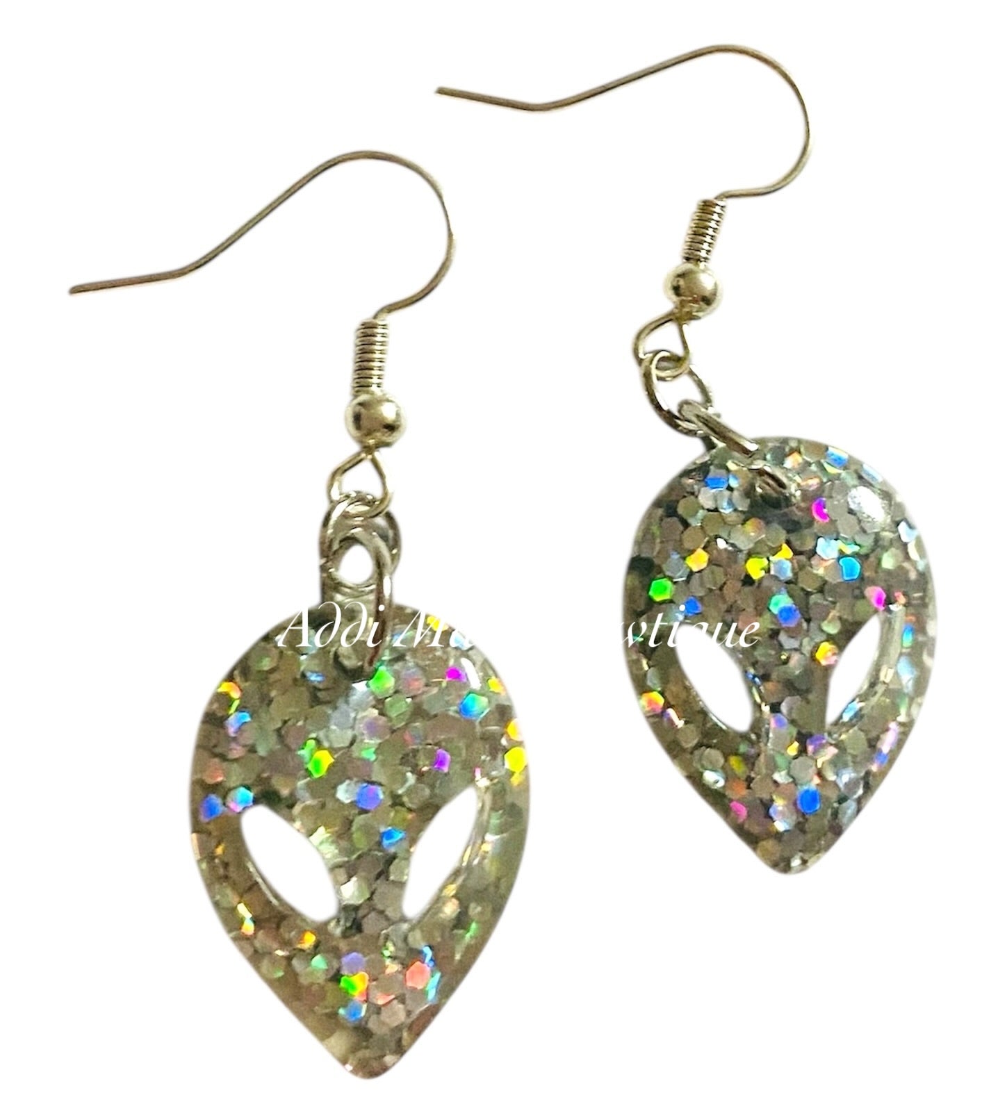 Silver Alien  Dangle Earrings