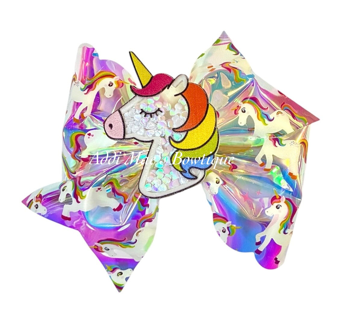 Holographic Rainbow Unicorn Bow