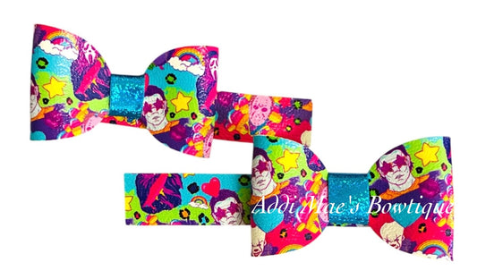 Bright Neon Scary Movie Bad Guys Mini Bow Alligator Clip Set