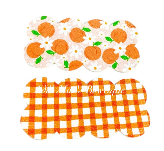 Peaches Gingham Fruit Snap Clip