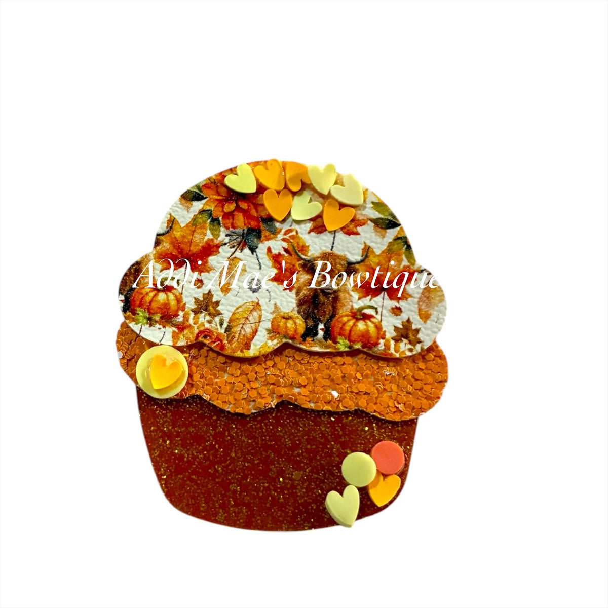 Fall Highland Cow Cupcake Clip