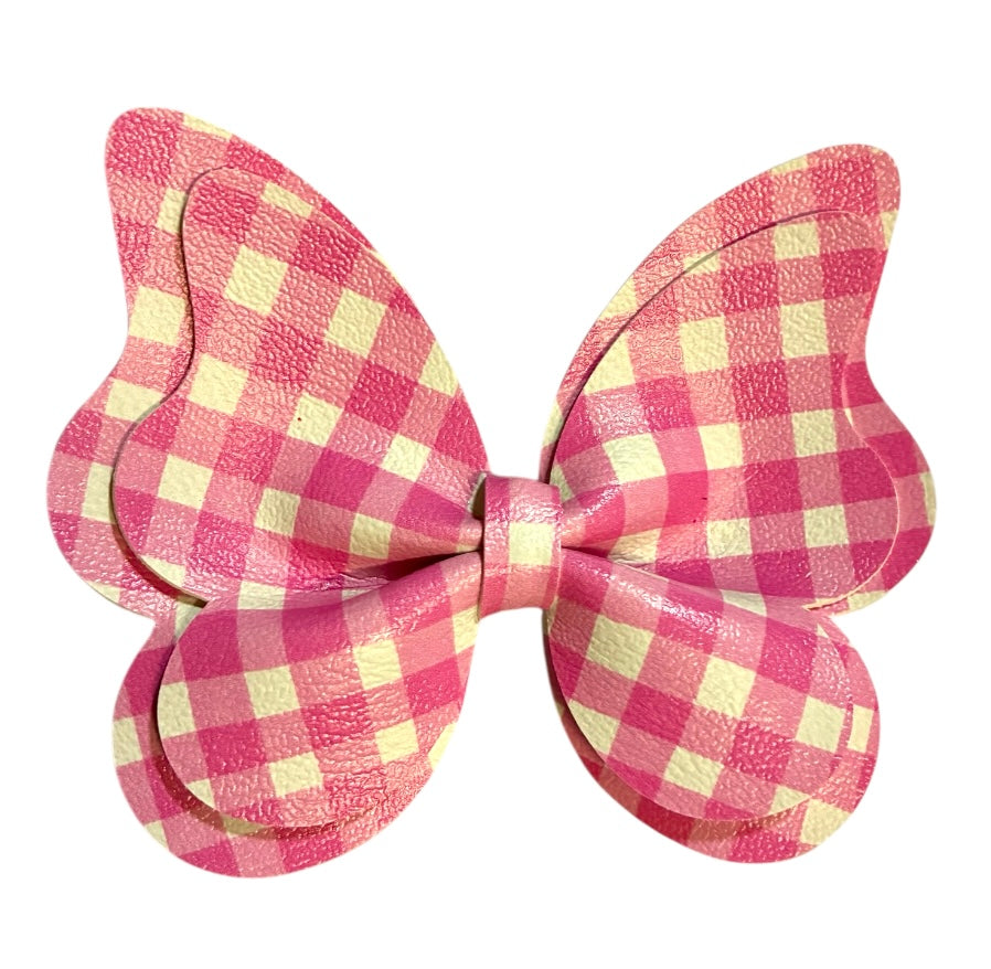 Spring Gingham Butterfly Bow