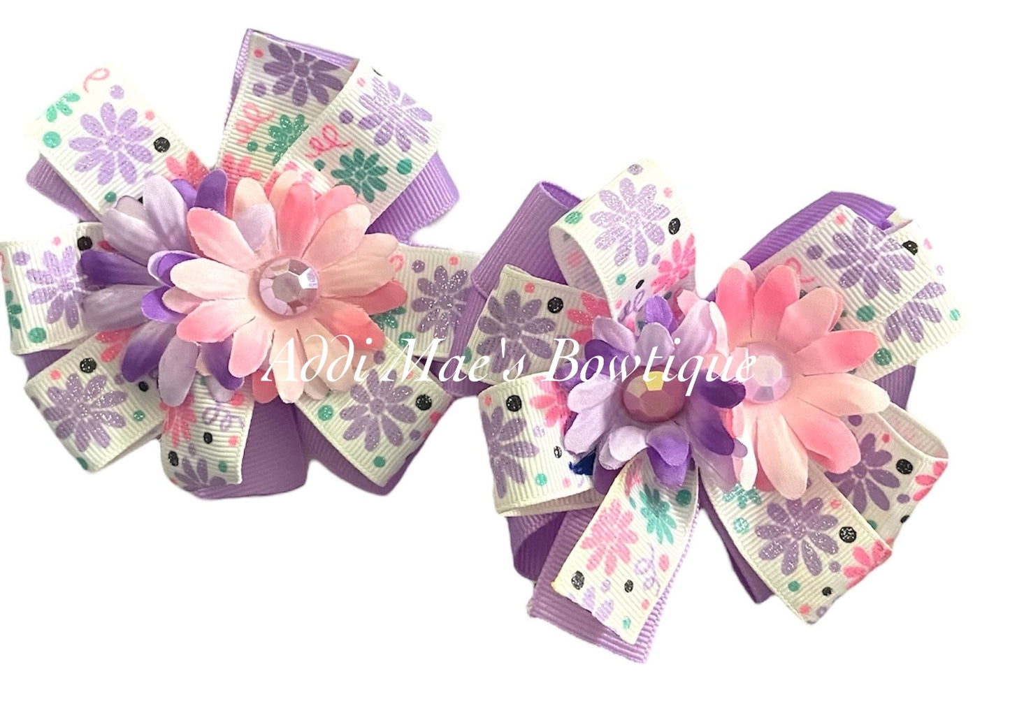 Pastel Daisies Ribbon Piggy Bows