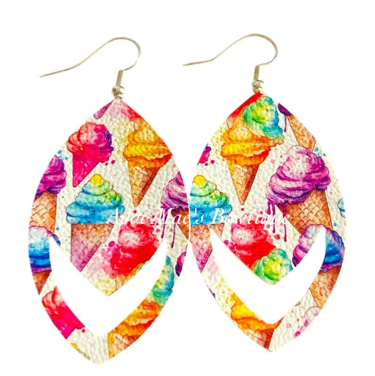 Bright Ice Cream Cones Dangle Earrings