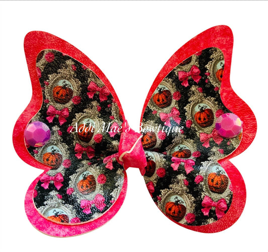 Framed Vintage Pumpkins Butterfly Bow