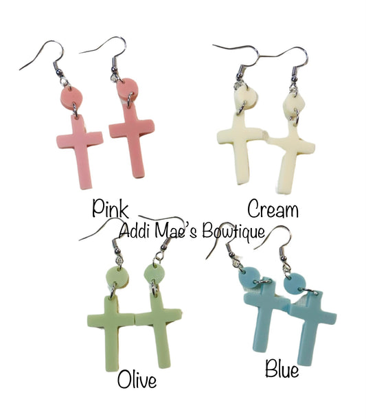 Easter Crosses Acrylic Dangle Earrings