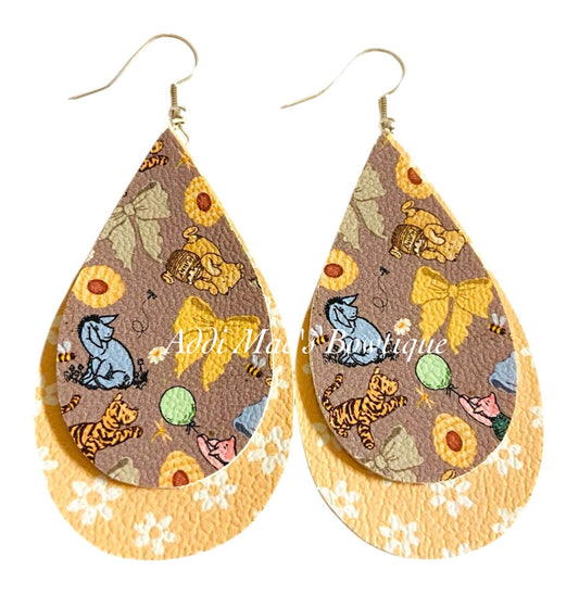 Yellow Bear Hundred Acre Stacked Tear Drop Dangle Earrings