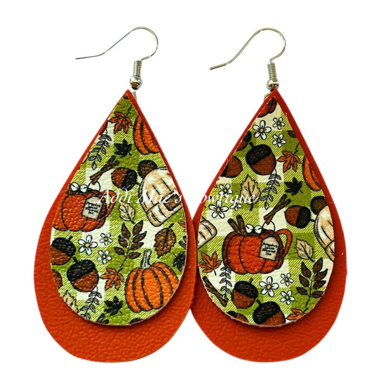 Fall Vibes Stacked Tear Drop Dangle Earrings