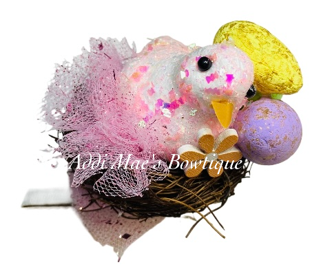 Pink Spring Bird Eggs Nest Clip