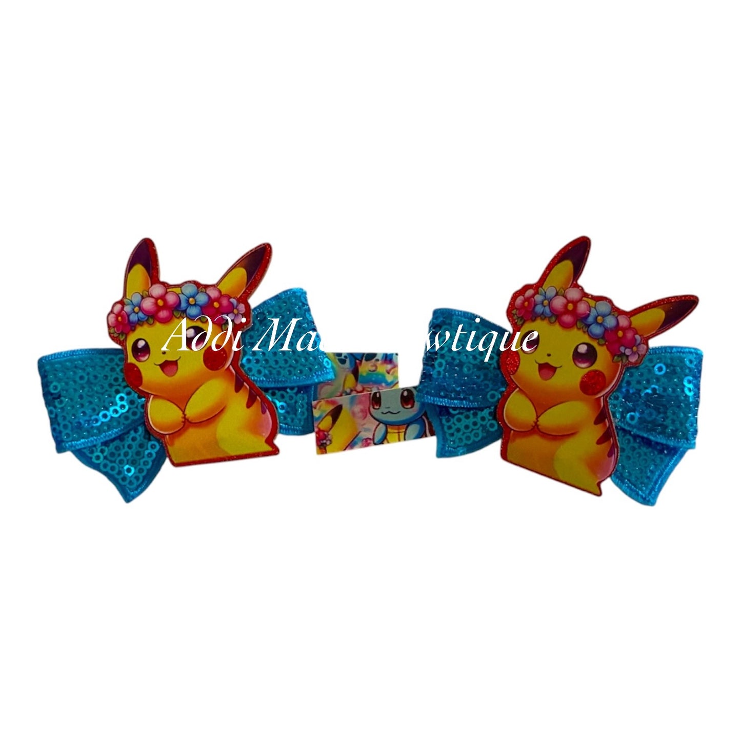 Yellow Pocket Monster Sequin Bow Alligator Clip Set