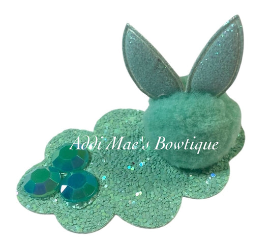 Teal Pom Bunny Easter 3” Snap Clip