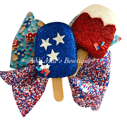 Patriotic Ice Cream 4th of July Bow