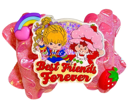 Best Friends Forever Rainbow & Strawberry Girl Bow
