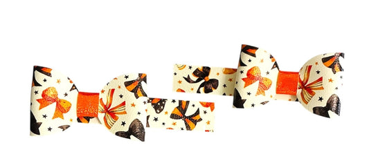 Black and Orange Halloween Bows Mini Bow Alligator Clip Set
