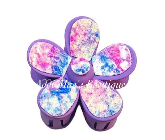 Cotton Candy Swirl Flower Claw Clip