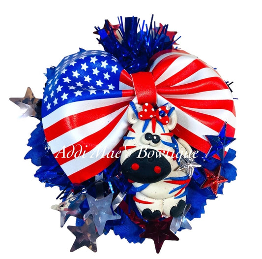 Patriotic Zebra Flag Blue Mum Flower