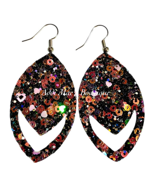 Cosmic Black Sequin Glitter Dangle Earrings
