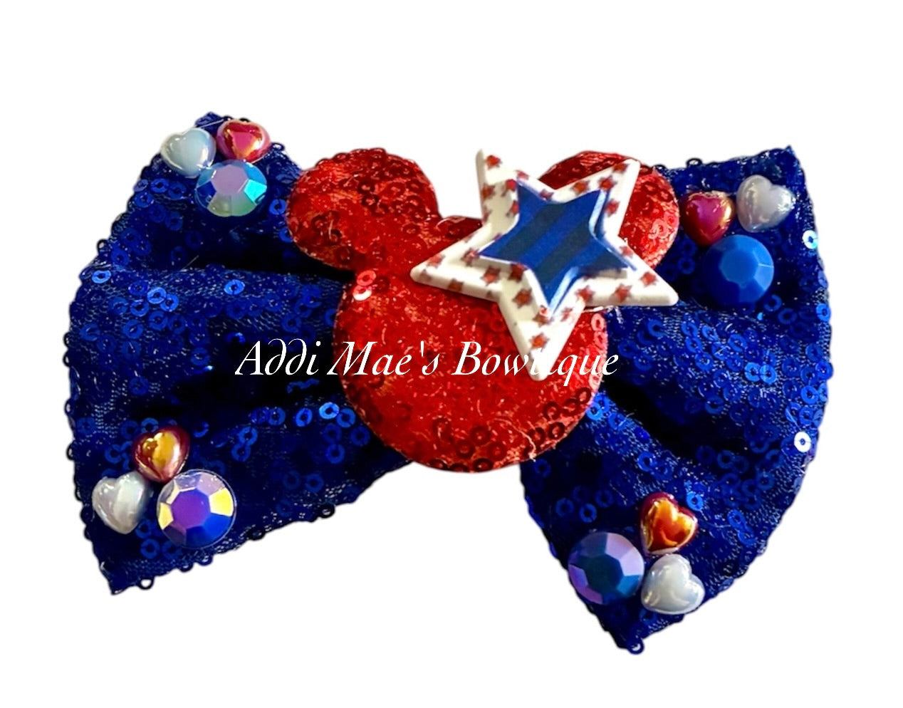 Patriotic Mouse Sequin Bow