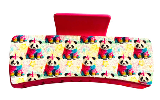 Rainbow Panda Unicorn XL Claw Clip