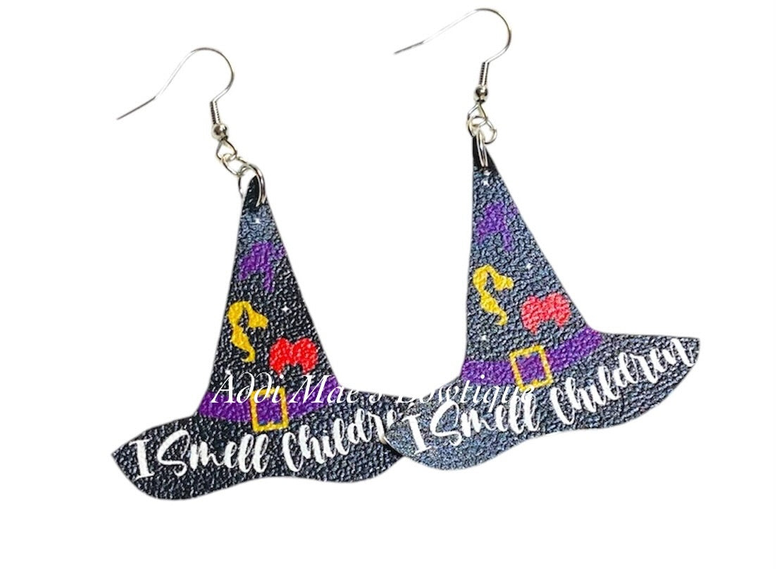 Witch Sisters  Halloween Witch Hat  Dangle Earrings