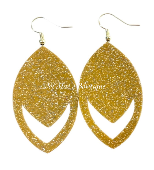 Desert Sand Glossy Glitter Dangle Earrings