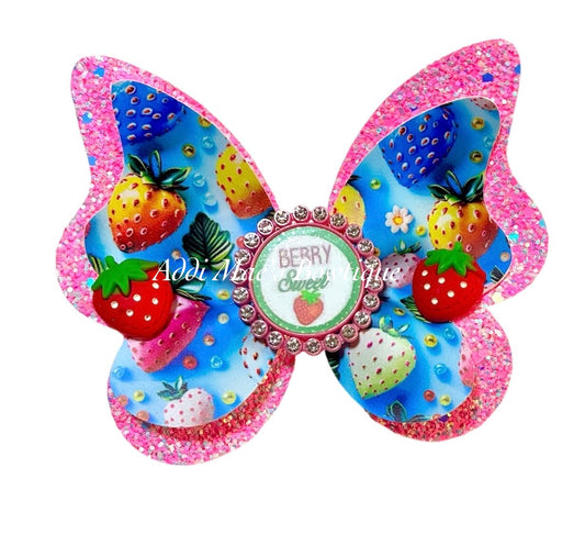 Colorful Strawberries Berry Sweet Butterfly Bow