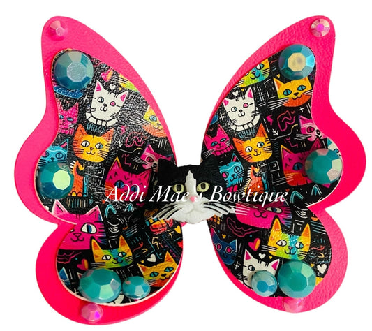 Bright Graffiti Cats Butterfly Bow
