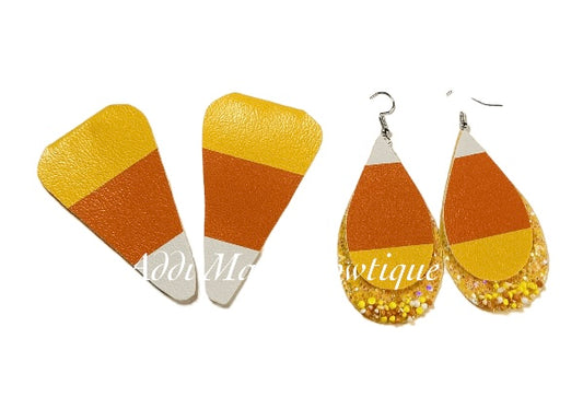 Candy Corn Earrings, Snap Clip Set