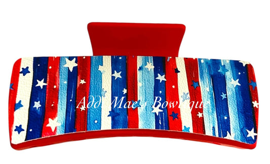 Red White Blue Stripes XL Claw Clip