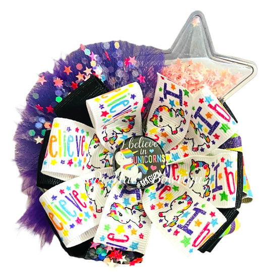 I Believe in Unicorns Ribbon Bow