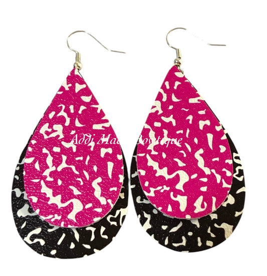 Composition Notebook School Stacked Tear Drop Dangle Earrings