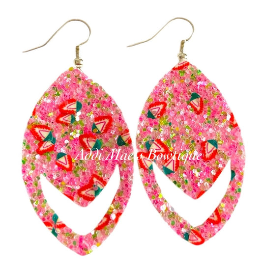 Strawberry Glitter Dangle Earrings