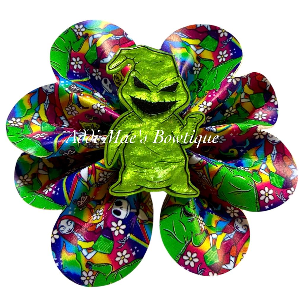 Green Boogie Monster Neon Nightmare Ruffle Bow