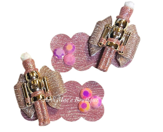 Pink Gold Shiny Nutcracker Snap Clip Set