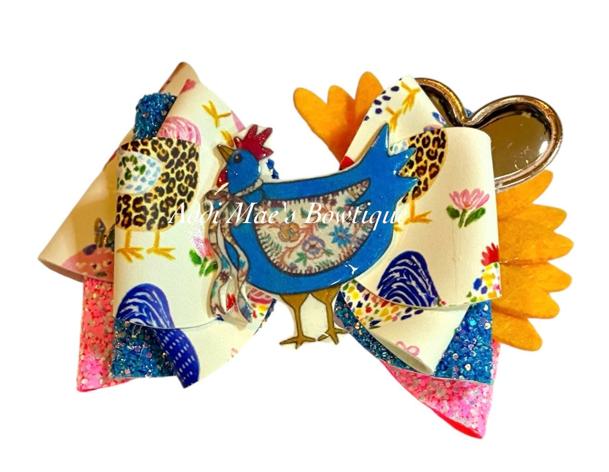 Watercolor Chickens Bow