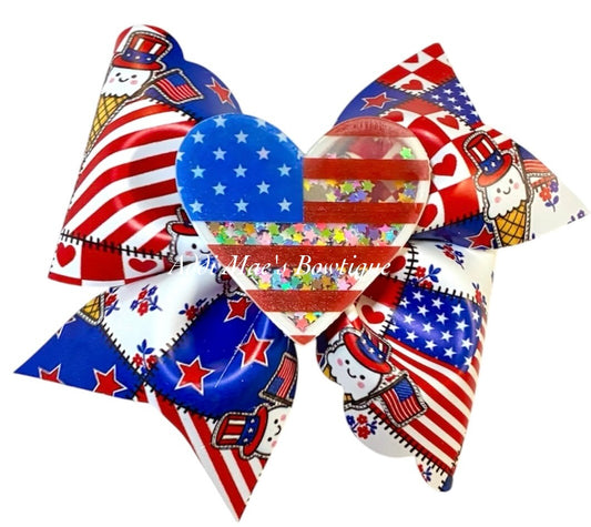 Patriotic Patchwork Ice Cream Bow