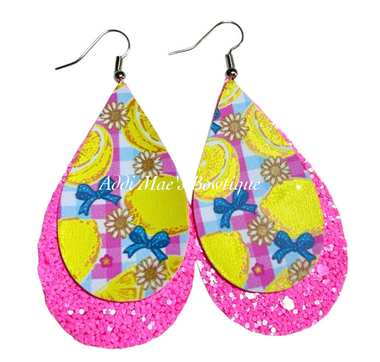 Pretty Lemons Stacked Tear Drop Dangle Earrings