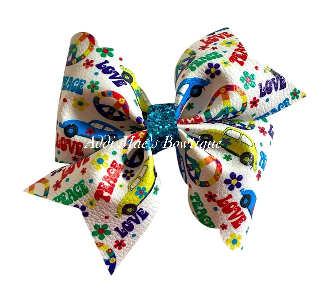 Peace Love Groovy Rainbow Bow