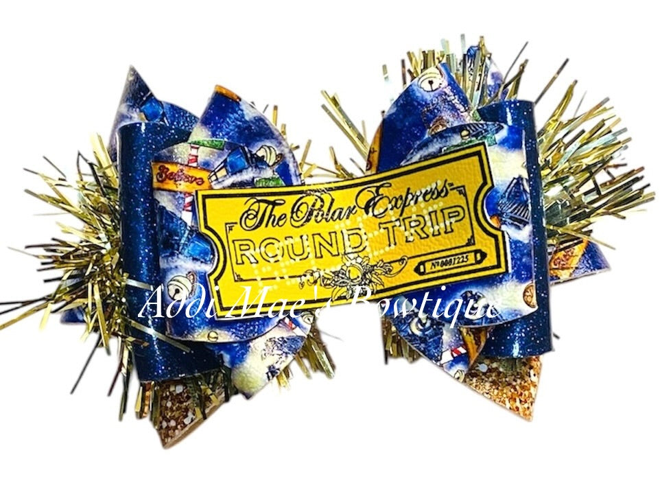 Christmas North Pole Train Bow