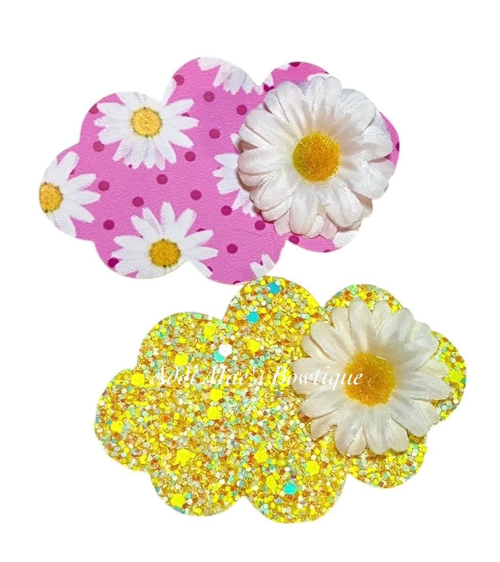 Pink Daisy Snap Clip Set