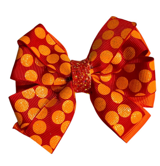 Orange Polka Dots Ribbon Bow