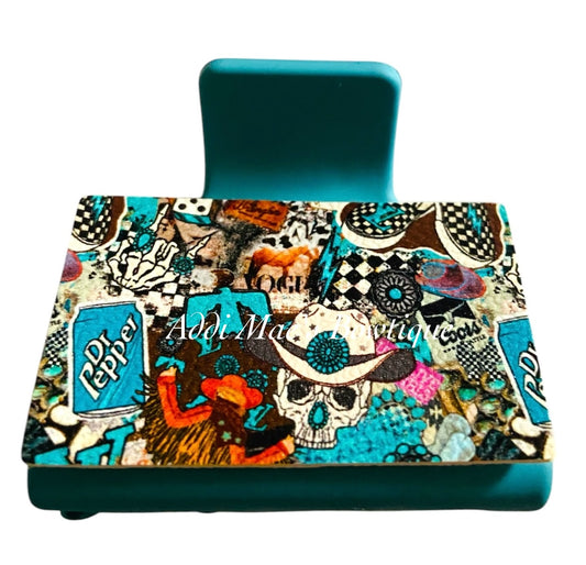 Pop Culture Teal Small Claw Clip