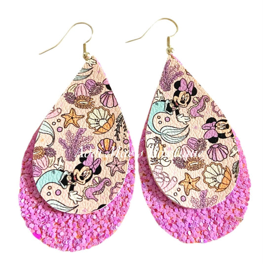 Mermaid Mouse Stacked Tear Drop Earring Set