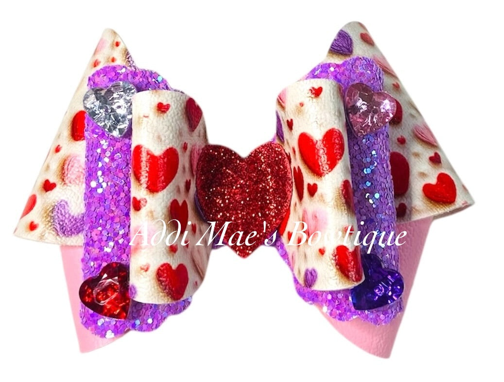 Knitted Hearts Bow