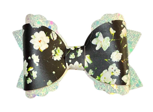 Black & White Floral Hairbow