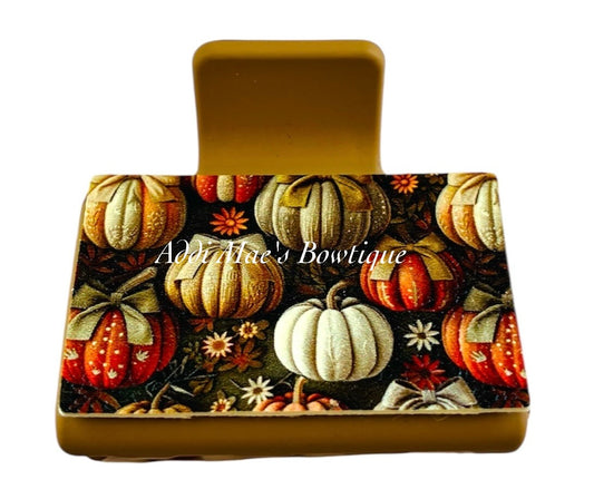 Autumn Pumpkins Cutie Bows  Small Claw Clip